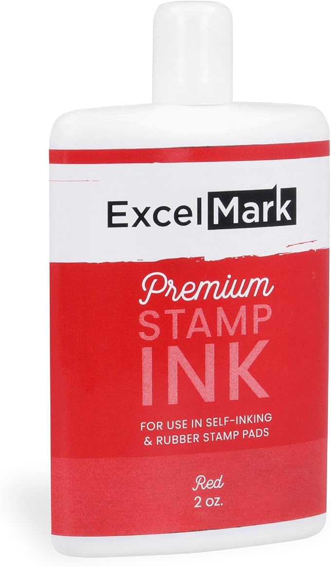 ExcelMark Self Inking Stamp Refill Ink - 2 oz. - Red Ink