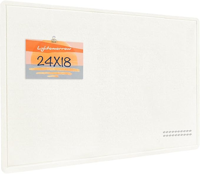 Bulletin Board, 24 x 18 inches Felt Board Decorative Pin Board, Cork Board Alternative for Wall, Foldable Photo Board Self-Adhesive Vision Board Mood Board with 20 Pushpins - White