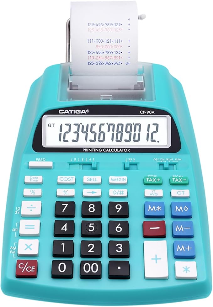 CATIGA New & Upgraded 2025 Printing Calculator Adding Machine 10 Key, Desktop Home Office Calculator with Paper Roll Print Out, Accounting Business Finance