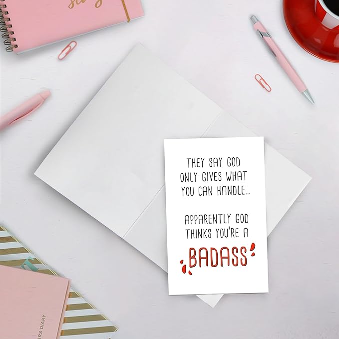 Funny Get Well Greeting Card Gift, Hilarious Encouragement Card, Post Surgery Card, Feel Better Card, God Thinks You're a Badass