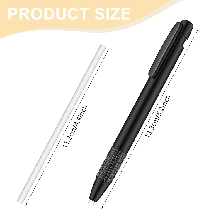 Eersida Retractable Eraser and Refill Mechanical 3.8 mm Pen Style Art Erasers for Artists Drawing Painting, Students Teacher Adult Office School Home(4 Packs)