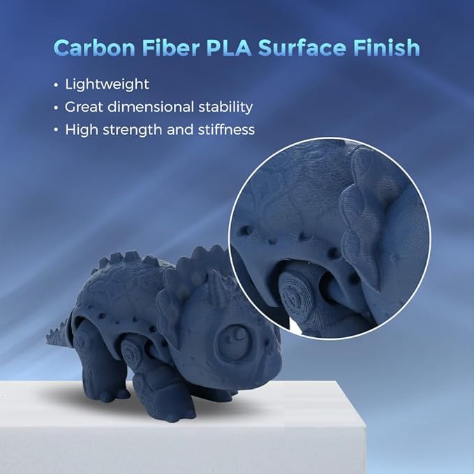 FLASHFORGE Carbon Fiber PLA Filament 1.75mm, Carbon Fiber Reinforced PLA 3D Printer Filament, 1KG Spool Dimensional Accuracy +/- 0.02mm, High Strength & High Abrasion-Resistance (Sailor Blue)