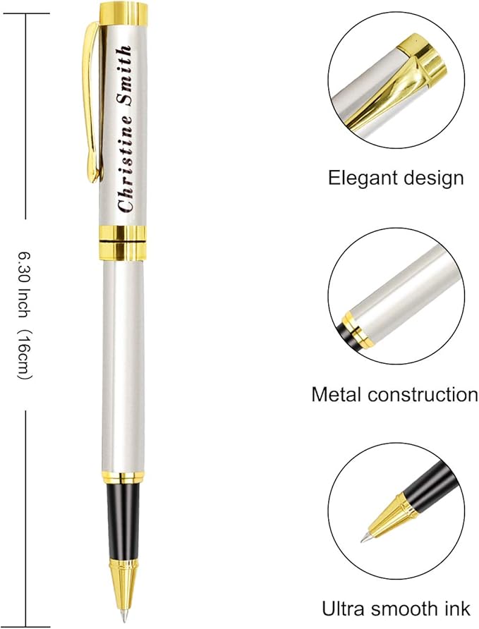 Amlion Personalized Pens Custom Engraved Pen with Name, Refillable Medium Refill, Personalized Gifts for Men Women