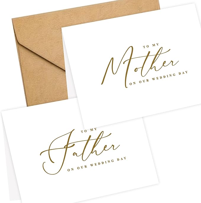 LADY&HOME Set of 2 Wedding Day Cards to Father and Mother,To My Father and Mother on My Wedding Day Card (C2:Father & Mother)
