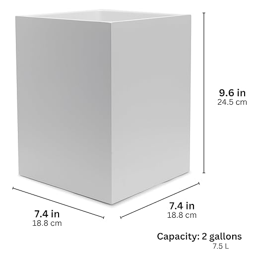 Matte White Square Small Trash Can, 2 Gallons / 7.5L Garbage Can, Waste Basket for Home, Bathrooms, Office, Under Desk, Bedroom, Laundry Room, Kitchen, Kids Room, and Dorm