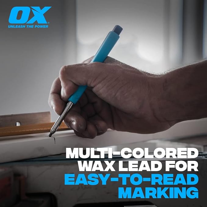 OX Tools Carpenter Pencils Pro Tuff Carbon Marking Pencil Mechanical Construction Pencil With 4 Leads & Pencil Holder & Sharpener Belt Clip Construction Pencil Carpenter Pencil OX-P503210