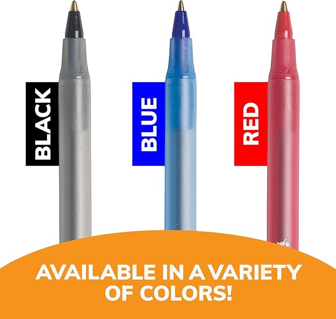 BIC Round Stic Xtra Precision Ballpoint Pen, Fine Point (0.8mm), Blue, 12-Count