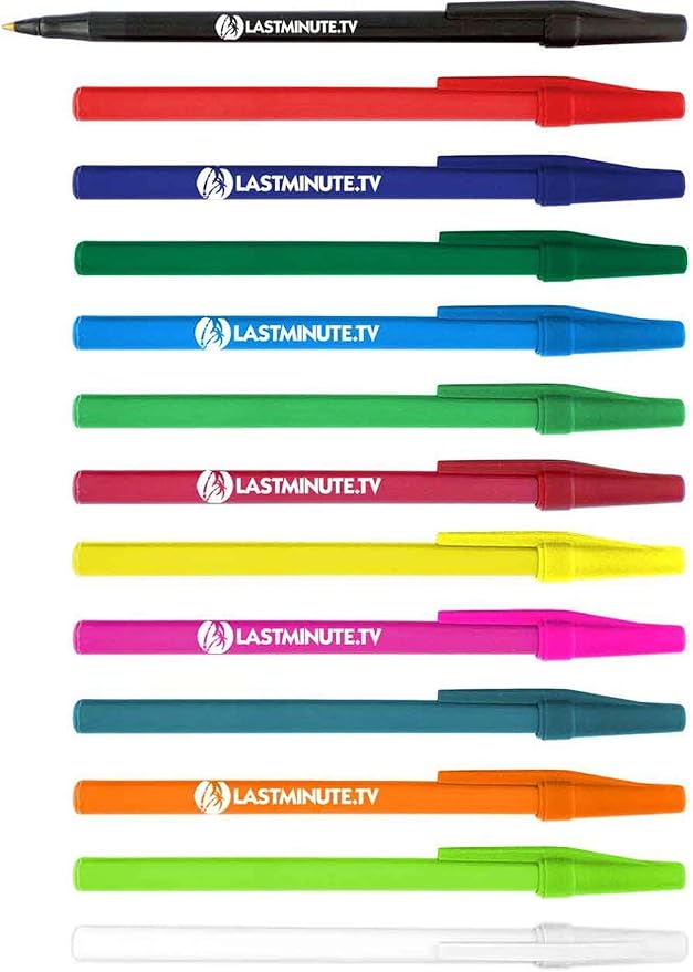 Personalized Stick Pens With your Custom Logo or Text-500 Pack Bulk-for Businesses, Parties, and Events, Custom Printed Slim Ballpoint Pens Colored with Cap, Orange, Black Ink