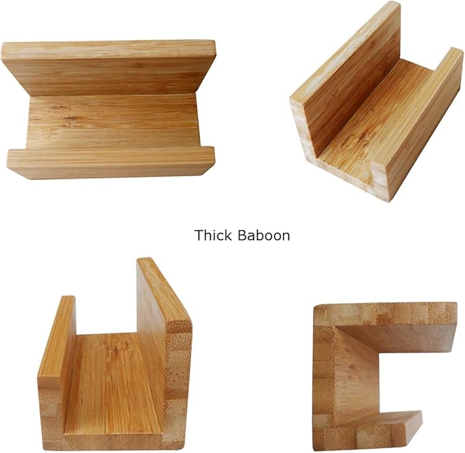 enyuwlcm 1 Pack Bamboo Wood Desktop Business Card Holder for Desk Sturdy Business Card Display Stand for Office Suitable for Men Women