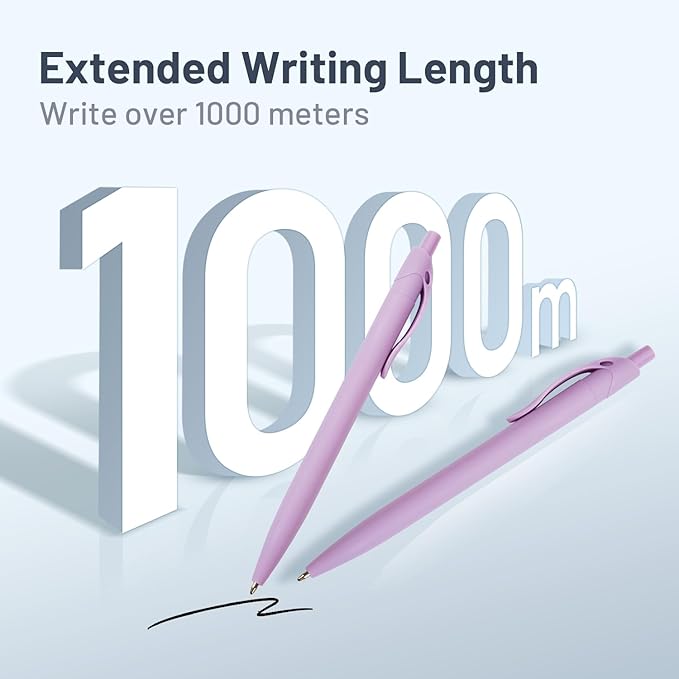 BallPoint Pens, 50 Pack (BLACK Ink), Bulk Pens, Purple Barrel,Click Pens for Office Home and School, Retractable Ballpoint Pens, Medium Point, 1.00MM (Purple)