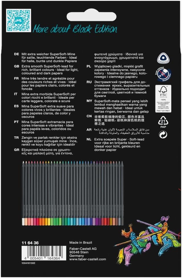 Faber-Castell Black Edition Colored Pencils: 36 Classic