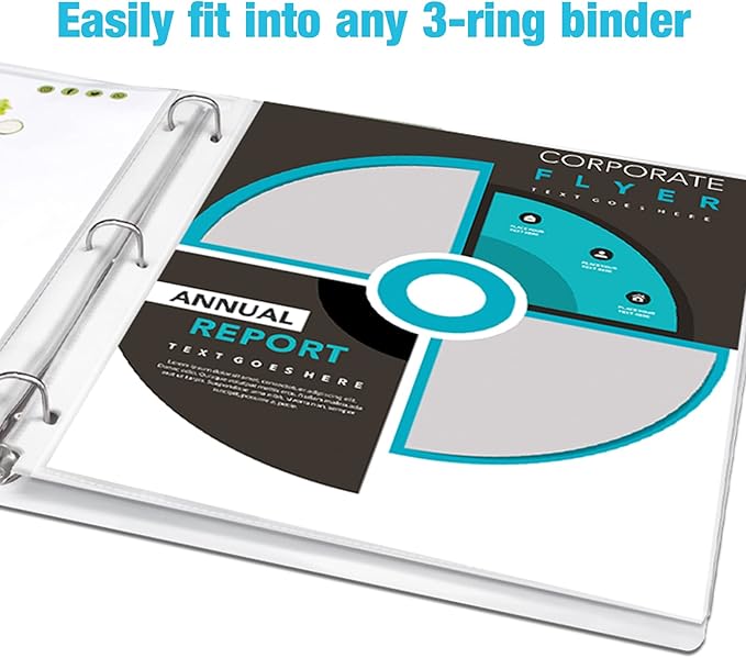 VST Sheet Protectors 8.5 x 11 Inches Crystal Clear Page Protectors for 3 Ring Binder, Medium Weight Plastic Sleeves, Top Loading Paper Protector Acid Free, Letter Size, Dry Erase Pocket, 50 Sheets