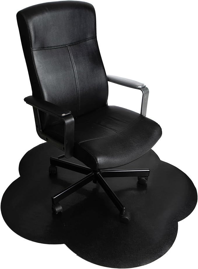 DESKU Flower Power Desk Chair Mat – Heavy-Duty PVC Mats for Hard Floor Protection, Black, 48 x 49 Inches, Made in The USA