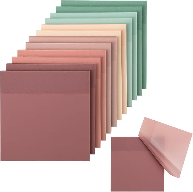 Mr. Pen- Transparent Sticky Notes, 3”x3”, Boho Colors, 12 Pads, 600 Sheets, See Through Sticky Notes, Bulk Sticky Notes Transparent, Translucent Sticky Notes, Clear Transparent Sticky Notes Clear