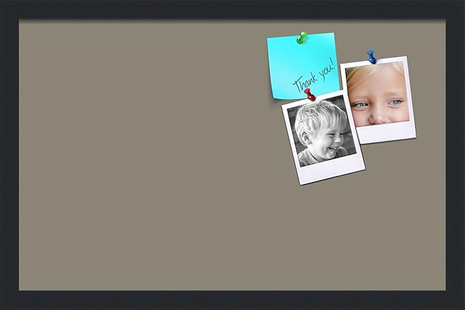 PinPix 22x14 Inch Cork Bulletin Board. This Decorative Framed Pin Board Comes with Pewter Design and a Satin Black Frame. Ideal for Home Office Decor or Message Board (PinPix-1812)