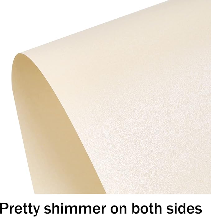 24 Sheets Cream Shimmer Cardstock 8.5 x 11 Ivory Paper, Goefun Off White Card Stock Printer Paper for Invitations, Certificates, Crafts, Card Making