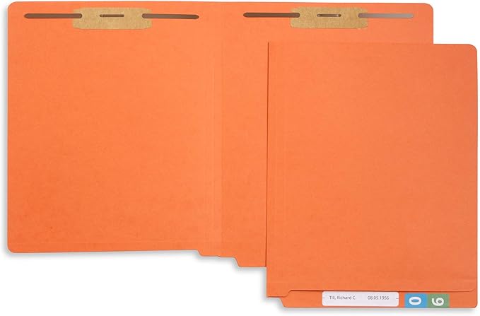 50 Orange End Tab Fastener File Folders - Reinforced Straight Cut Tab - Durable 2 Prongs Designed to Organize Standard Medical Files, Receipts, Office Reports, and More - Letter Size, Orange, 50 Pack