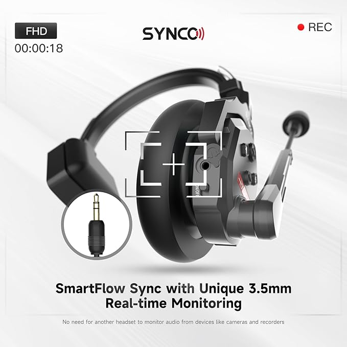 SYNCO XTalk XPro5 Wireless Intercom Headset with Microphone Communication System Random Master Device,2.4GHz Full Duplex 500 M/1640 FT Real-time Monitoring 24H Working Time