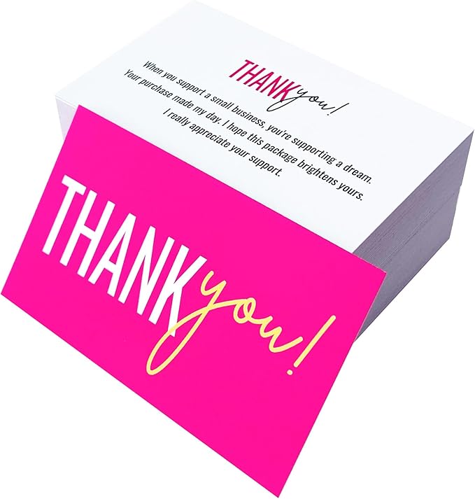 RXBC2011 Gratitude Glow Thank You Cards Hot Pink and Gold appreciation Pack of 100