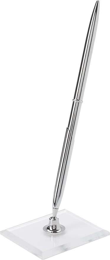 Simplicity 81187-SU Silver Guest Sign In Pen with Pen Stand Set, 2pcs, Black Ink
