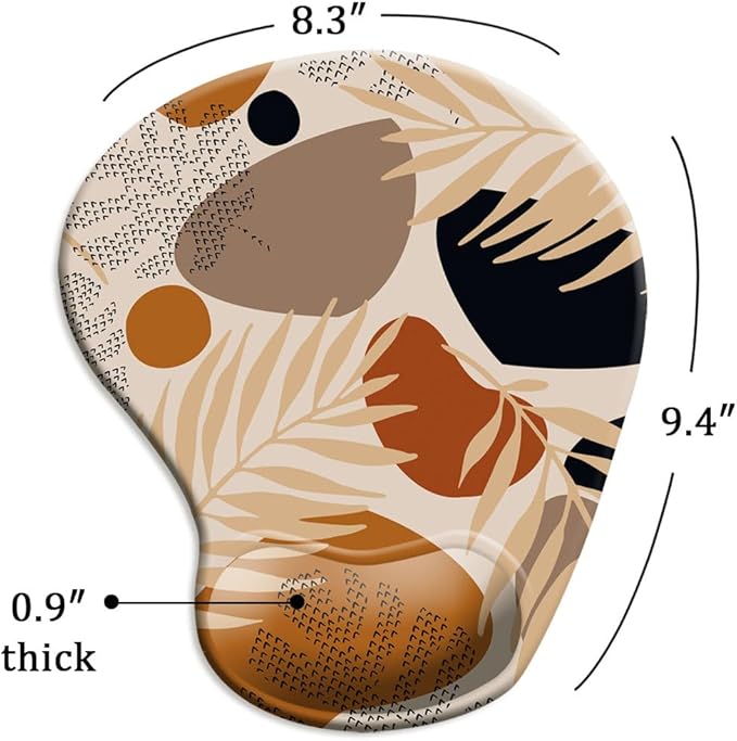 DOOKE Ergonomic Mouse Pad with Wrist Support and Coaster,Mouse Pads with Non-Slip PU Base for Home Office Working Studying Easy Typing & Pain Relief Boho