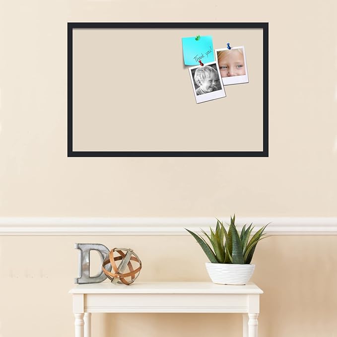 PinPix 34x22 Inch Cork Bulletin Board. This Decorative Framed Pin Board Comes with Desert Pastel Design and a Satin Black Frame. Ideal for Home Office Decor or Message Board (PinPix-1815)