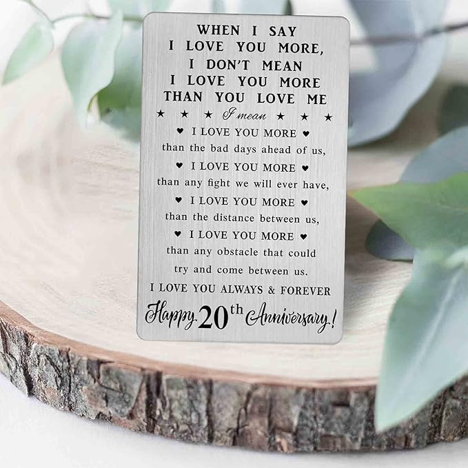 20th Anniversary Card Gifts for Him, 20 Year yr Anniversary Romantic Wallet Card Gifts for Couple Wife