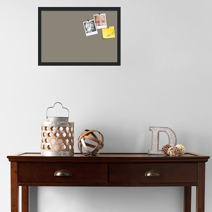 PinPix 22x15 Inch Cork Bulletin Board. This Decorative Framed Pin Board Comes with Pewter Design and a Satin Black Frame. Ideal for Home Office Decor or Message Board (PinPix-1812)