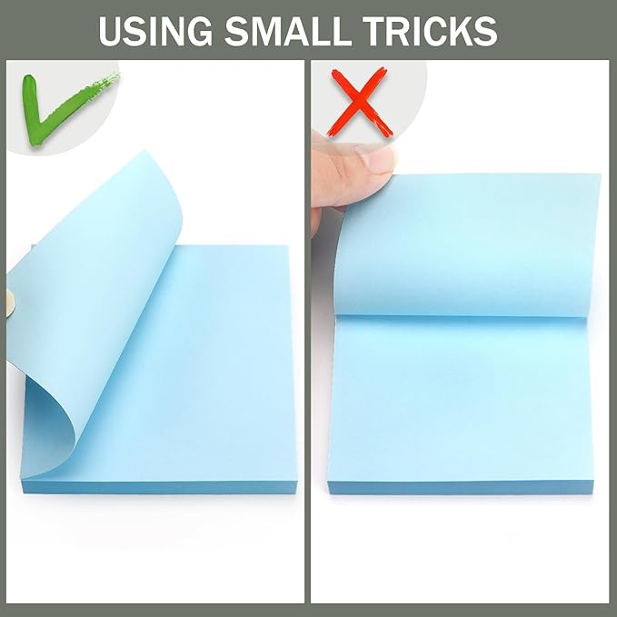 Sticky Notes 3x3 Self-Stick Notes Bright Colors Sticky Notes 4 Pads 100 Sheets/Pad (Light Blue)