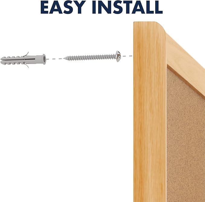 Quartet Cork Board, Bulletin Board, 5' x 3' Corkboard, Oak Finish Frame (305)