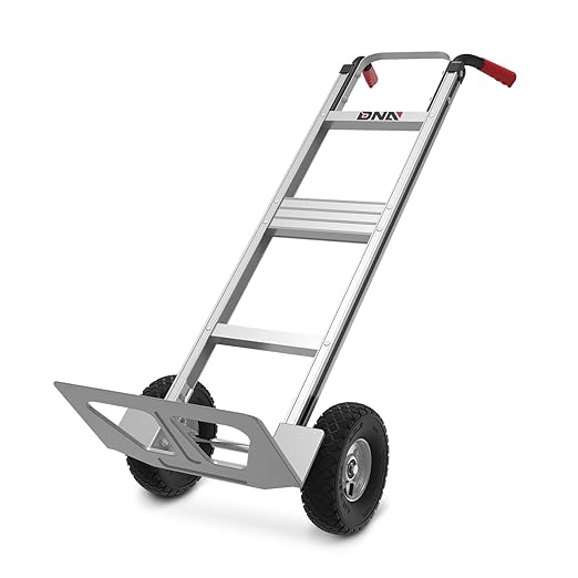 DNA MOTORING Aluminum Hand Truck, 550lbs Capacity Heavy Duty Dolly Cart for Home, Workshop, Office, Warehouse, w/Pneumatic Tire, TOOLS-00749