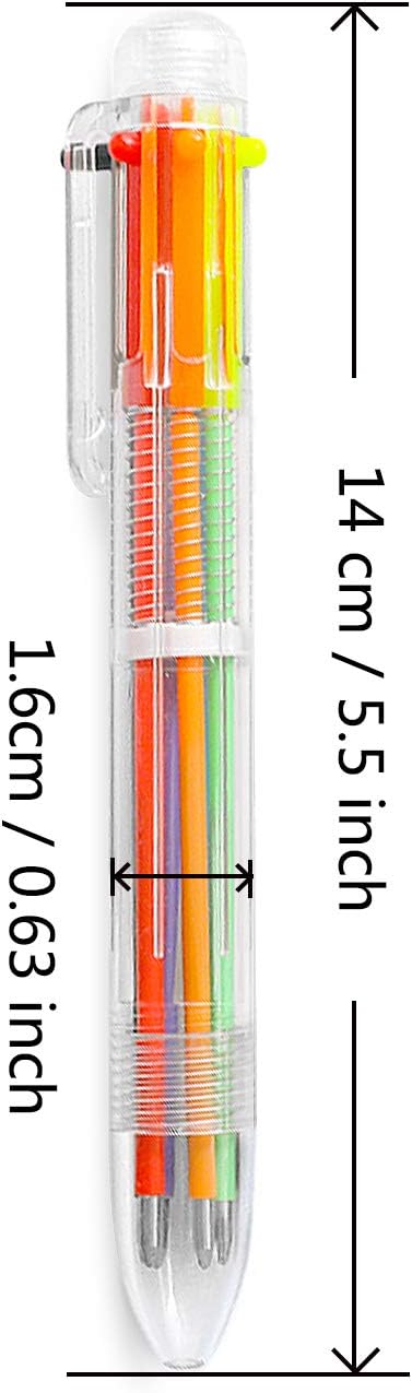 Hutou 0.5mm 6-in-1 Multicolor Ballpoint Pen 6 Colors Retractable For Kids Party Favors (12 Pack)