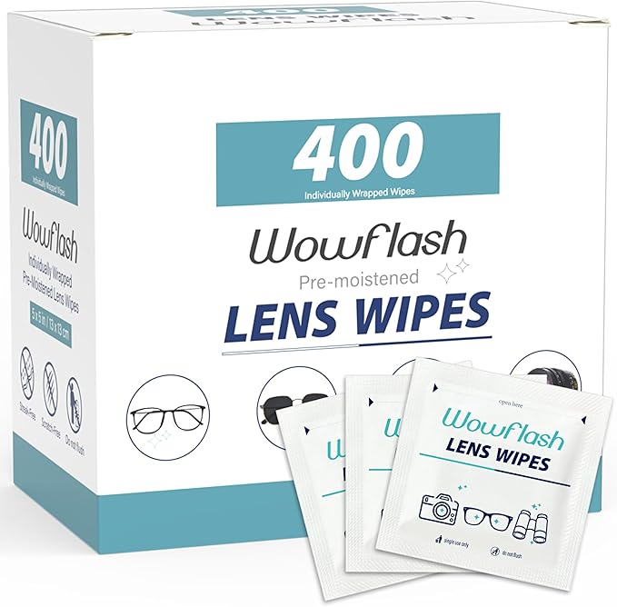 400 Count Lens Wipes for Eyeglasses, Eyeglass Lens Cleaning Wipes Pre-moistened Individually Wrapped Sracth-Free Streak-Free Eye Glasses Cleaner Wipes for Sunglass, Camera Lens, Goggles