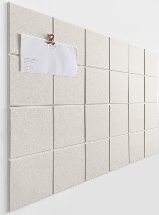 Cork Board 24 x36 Alternative - 6 Pack Felt Wall Tiles with Safe Removable Adhesive Tabs, Cork Boards for Walls Cork Board for Home Office Pin Board Tack Board - Beige