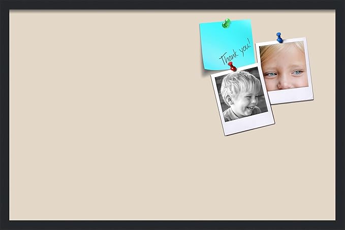 PinPix 34x22 Inch Cork Bulletin Board. This Decorative Framed Pin Board Comes with Desert Pastel Design and a Satin Black Frame. Ideal for Home Office Decor or Message Board (PinPix-1815)