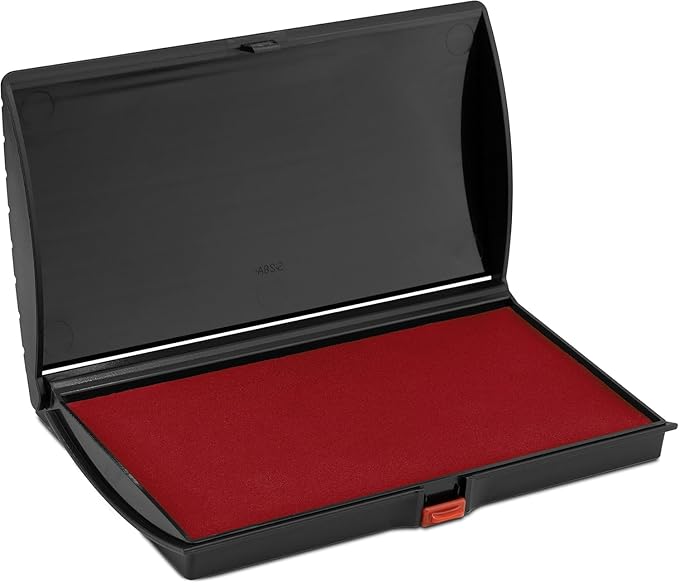 Large Premium Crimson Red Ink Stamp Pad - 3" by 6" - Quality Felt Pad - Case with Closing snap