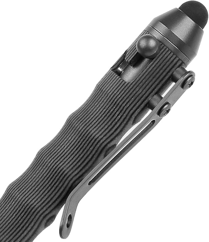 Cool Hand 4.5'' EDC Ballpoint Ink Refillable Bolt Action Tactical Pens Stylus for Touch Screen, Ergonomic Grip, Hold in Texture with Finger Grooves