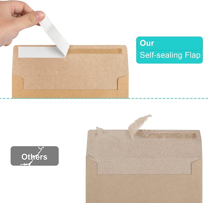 70 Packs A2 Invitation Envelopes, Brown Kraft Envelopes, Envelopes for 4.5x5.5 Cards, Envelopes for Invitations, Envelopes Self Seal for Photos RSVP, Greeting Cards