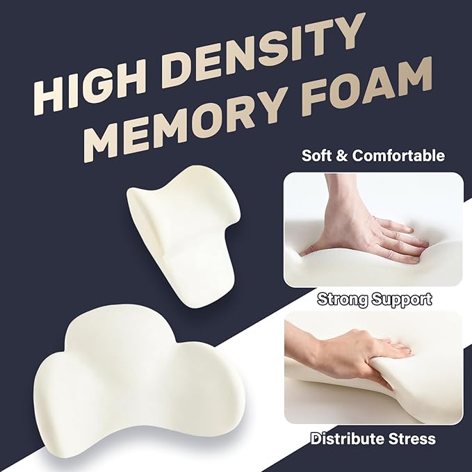 Coverado Lumbar Support and Car Neck Pillow, Ergonomic Memory Foam Desk Chair Cushion and Headrest Pillow for Car Office Chair, Sciatica & Neck & Tailbone Cushion-Pink