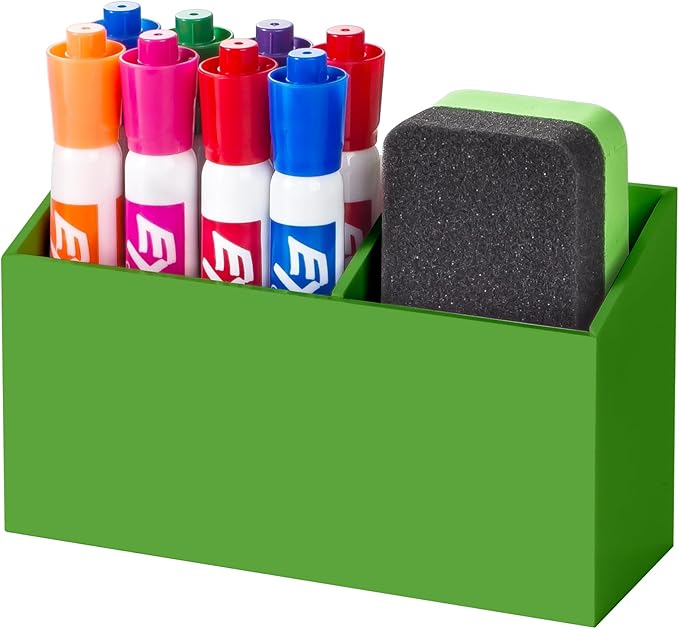 BEYGORM Magnetic Dry Erase Marker Holder for Whiteboard,Non-slip Acrylic Magnet Pen Holder for Fridge Refrigerator,Locker Organizer for Work,Locker Accessories,Pencil Cup for Desk(Green)