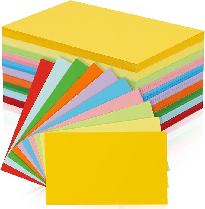 Tecmisse 300 PCS Colored Index Cards, 3x5 Inches Flash Cards, Heavy Note Cards, Study Cards for School, Learning, Memo Scratch Pad, 10 Colors (Blank)