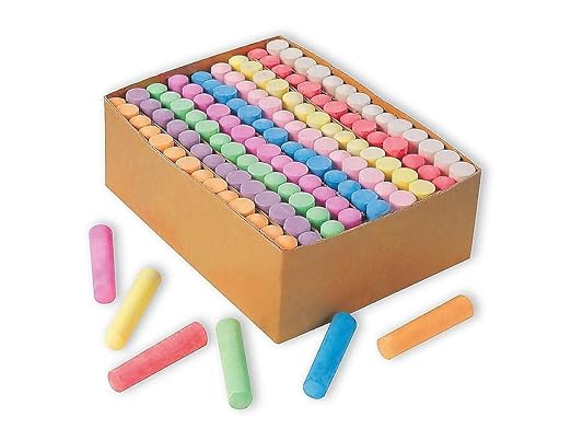 S&S Worldwide Giant Box of Jumbo Sidewalk Chalk, 126 Pieces, 9 Colors - Bulk Set Color Splash Outdoor Colored Chalk for Kids and Toddlers Ages 3+, Non-Toxic