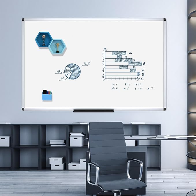VIZ-PRO Magnetic Dry Erase Board/Whiteboard, 5' X 3', Silver Aluminium Frame