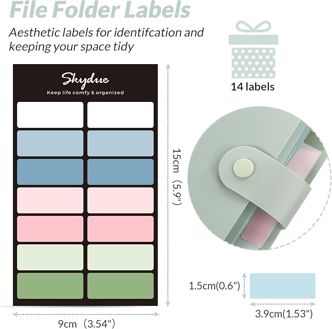 SKYDUE Expanding File Organizer with 8 Pockets, Accordion File Folders with Labels, Portable Document Paper Bill Receipt Organizer, Home College School Office Supplies, Letter Size,Light Green