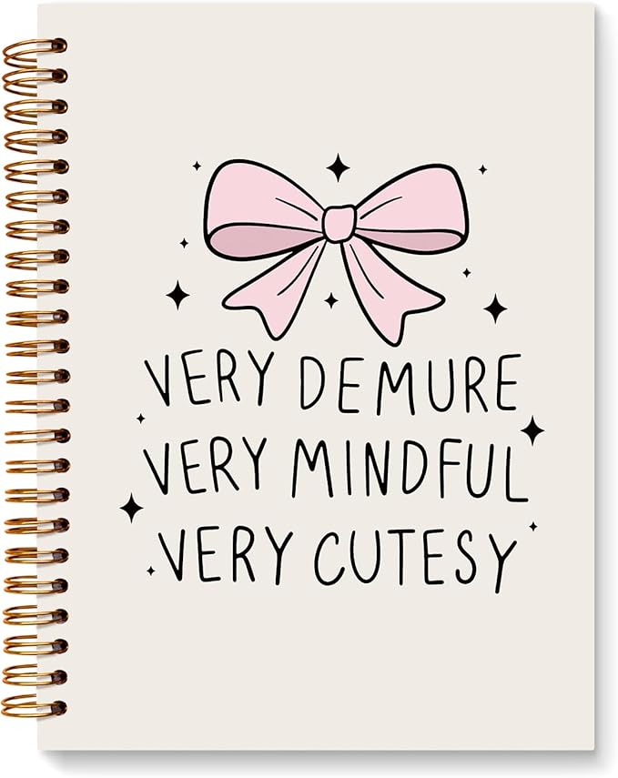 JXREQ Trendy Pink Bow Notebook, Coquette Girly Bow Journal Notebook, Very Demure Mindful Cutesy Journal for Women, Coquette Office Supplies, Preppy Girly Spiral Notebooks 5.5x8.3