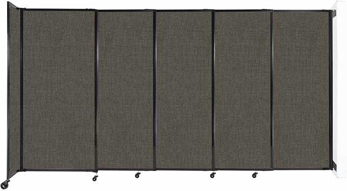 Wall-Mounted Sliding StraightWall Room Divider | Adjustable Widths | Locking Wheels | Room Separator | Up to 11'3" Wide x 6' Tall Mocha Fabric Panels
