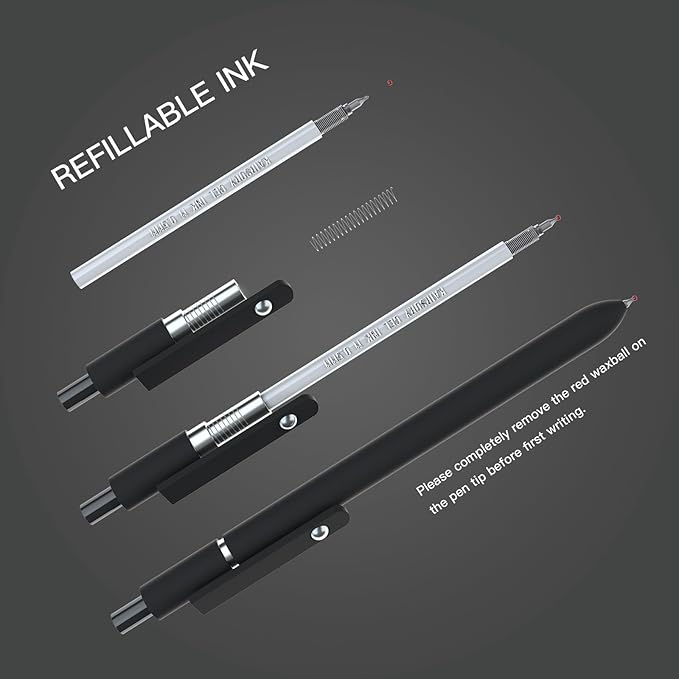 Retractable Gel Pens,0.5mm Fine Point Pens Smooth Writing japanese gel pens,Cute Office and School Supplies for Women Teacher Students(10 Pcs Black Ink-Black Gray shaft pen)