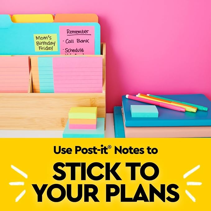 Post-it Mini Notes, 1 3/8 in. x 1 7/8 in., 4 Sticky Notes Pads, 50 Sheets per Pad, Poptimistic Collection, School Supplies and Oﬃce Products, The Original Post-it Note