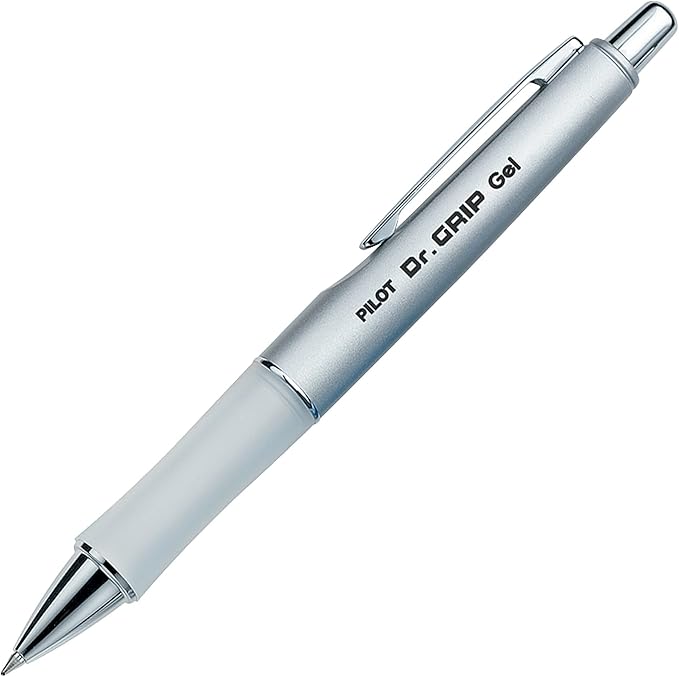 PILOT Dr. Grip Limited Refillable & Retractable Gel Ink Rolling Ball Pen, Fine Point, Metallic Platinum Barrel, Black Ink, Single Pen (36272)