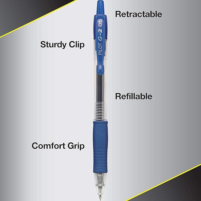 Pilot, G2 Premium Gel Roller Pens, Extra Fine Point 0.5 mm, Pack of 8, Blue